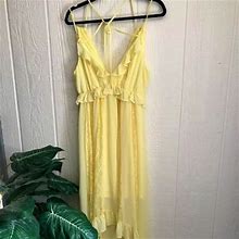 The Clothing Company Dresses | The Clothing Co Boho Hi Low Criss Cross Ylw Lace S | Color: Yellow | Size: S
