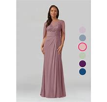 Azazie Plus Size A-Line/Princess Boatneck Floor-Length Lace Mother Of The Bride Dresses, Dusty Rose , Size A24-Azazie Hera