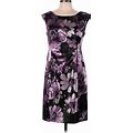 Connected Apparel Cocktail Dress - Sheath Scoop Neck Sleeveless: Purple Floral Dresses - Women's Size 10
