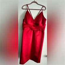 Jjs House Dresses | JJsHouse - Sheath/Column V-Neck Knee-Length Satin Cocktail Dress 22558 - Red | Color: Red | Size: 16W