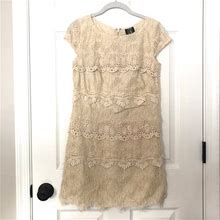 Crochet And Lace Shift Dress | Color: Cream | Size: 4