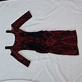 Venus Dresses | 5/$25 Venus Clothing Ruched Cold Shoulder Dress | Color: Black/Red | Size: Xs/Xxs