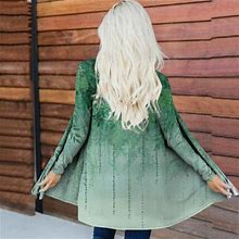 Cardigan For Women Steady Clothing Women's Print Long Sleeve Front Cardigan Printed Top Lightweight Jacket Green/4XL