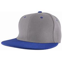 Top Headwear Flat Bill Adjustable Snapback Cap - Grey/Royal