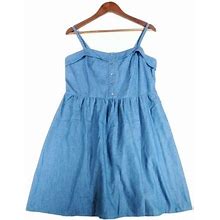 Love Fast Live Hard Women's Strappy Stretch Blue Chambray Halter Dress