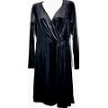 ANNE KLEIN VELVET BLACK WRAP DRESS LARGE L 14 16 LITTLE BLACK DRESS NEW NWT