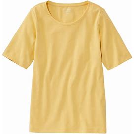 L.L.Bean | Women's Jewelneck Tee, Elbow-Sleeve Beeswax Extra Small, Cotton