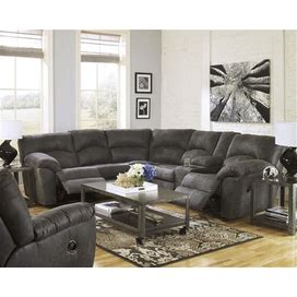 Ashley Tambo Pewter 2-Piece Reclining Sectional, Gray/Dark Color Contemporary And Modern Sectional Sofas And Couches From Coleman Furniture
