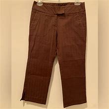 Arden B Pants & Jumpsuits | Arden B Womens Brown Pinstripe Capri Dress Pants Career Stretch Size 0 | Color: Brown | Size: 0