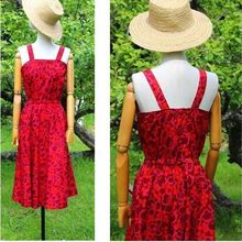 1980S Straps Summer Dress / 80S Back Buttoned Sun Dress / Pink Orange Cotton Dress