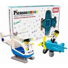 Picasso Tiles Magnetic 4 Pc Aircraft And Action Figures, Beige Over