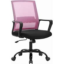 Desk Chair Mesh Office Chair Ergonomic Computer Chair Executive Lumbar Support Adjustable Stool Rolling Swivel Chair,Pink