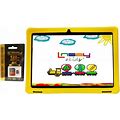 Linsay New 10.1" Funny Kids Tablet With Yellow Kids Defender Case And Micro Sd Card 128GB With Super Screen 1280X800 Ips Quad Core 2GB Ram 64GB Newest