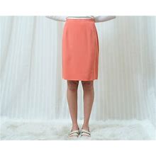 90S Orange Silk Pencil Skirt Large | Jones New York Pale Orange Knee Length High Waisted Minimalist Skirt | Minimal Sherbet Pencil Skirt