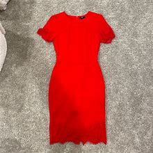 H&M Dresses | Fitted Dress With Lace Detail, Size 4, Red/Orange | Color: Orange/Red | Size: 4