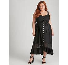 Beme - Plus Size - Womens Midi Dress - Black - Summer Casual Linen Beach Dresses - Black - Sleeveless - Strappy - Women's Clothing 20