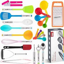 Kitchen Utensils Set, Cooking Utensil Sets Kitchen Gadgets, Pots And Pans Set Nonstick And Heat Resistant, 24 Pcs Nylon And Stainless Steel, Spatula
