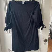 H&M Dresses | Black Shift Dress With Sleeve Detail. Size 6 | Color: Black | Size: 6