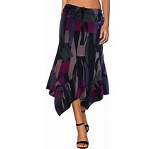 DJT Women's Flowy Handkerchief Hemline Midi Skirt