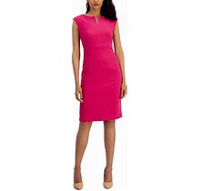 Kasper Notched-Neck Sheath Dress - Pink Perfection - Size 12