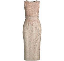 Mac Duggal Women's Sequin Embroidered Sheath Dress - Nude - Size 2