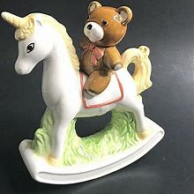 Spencer Gifts Vintage 1982 Rocking Unicorn Teddy Bear Figurine - Retro