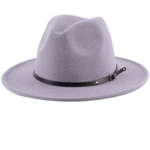 Coutexyi Unisex Panama Hat, Vintage Style Wide Brim Belt Buckle Felt Fedora Hat For Men Women