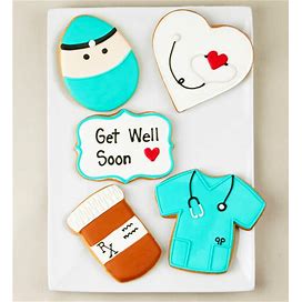 Feel Better Soon! Artisan Iced Cookies - Set Of 5, Gifts By 1-800 Baskets