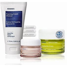 Korres Clean Skincare Trio Set | Grape Skin Cream, Wild Rose