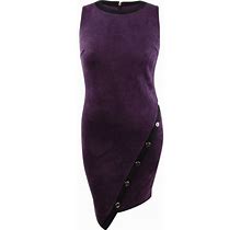 Tommy Hilfiger Women's Faux-Suede Asymmetrical Sheath Dress (10, Aubergine)