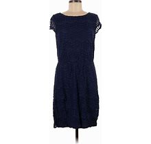 Laundry By Design Casual Dress Crew Neck Short Sleeve: Blue Dresses - Women's Size 8