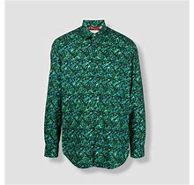 $395 Paul Smith Men Green Abstract-Print Long-Sleeve Dress Shirt Size