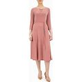 Women's Nina Leonard Grommet-Detail Midi Dress, Size: Small, Brt Pink