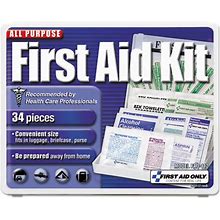 First Aid Only All-Purpose First Aid Kit, 1/2"H X 3-3/4"W X 4-3/4"D, Blue/White