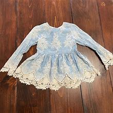 Baby Girl Dress Denim And Lace | Color: Blue/White | Size: One Size