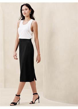 Women's Soft Stretch Midi Pencil Skirt Black Regular Size 10