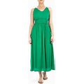 Nina Leonard Sleeveless Lace Trim Maxi Dress - Green - Maxi Dresses Size Medium