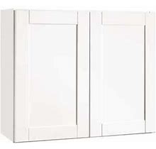 Hampton Bay Shaker Satin White Stock Assembled Wall Kitchen Cabinet (36 in. X 30 in. X 12 In.) KW3630-SSW