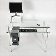 Rta Home And Office Clear Glass And Aluminum Computer Desk