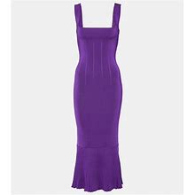 Galvan, Atalanta Ruffled Midi Dress, Women, Purple, M, Dresses, Materialmix