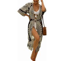 Wdehow Women Lace Floral Bikini Cover Ups V Neck Hollow Out Swimwear Tunic Beach Dress Summer Beachwear