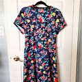 Forever 21 Dresses | Navy Blue Floral Dress With Orange And Yellow Flow | Color: Blue | Size: 2X