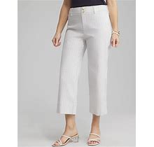 Women's Stripe Trapunto Cropped Pants In White & Blue Print Size 8P/10P Petite | Chico's