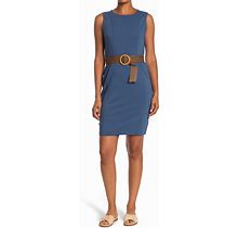 Nina Leonard Belted Sheath Dress In Bluemoon At Nordstrom Rack, Size Small