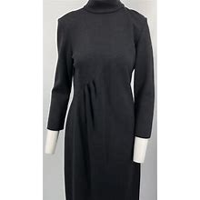 St. John Dresses | St. John Pf12 Wool Blend Gray Long Sleeve Mock Neck Gathered Side Dress Sz 12 | Color: Gray | Size: 12