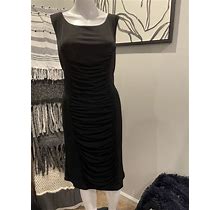 Calvin Klein Womens Ruched Sheath Dress Sz 10 Black Stretch Sleeveless