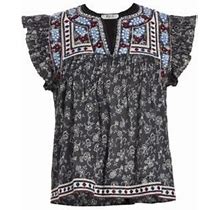 Sea Women's Everly Embroidered Paisley Top - Black - Size Small