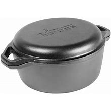 Lodge Cast Iron Chef Collection 6 Quart Chef Style Double Dutch Oven Cookware - Black