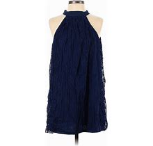 Francesca's Casual Dress - Shift Halter Sleeveless: Blue Print Dresses - Women's Size Small