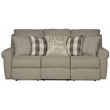 Catnapper Eastland Lay Flat Reclining Sofa In Gray Fabric With Accent Pillows